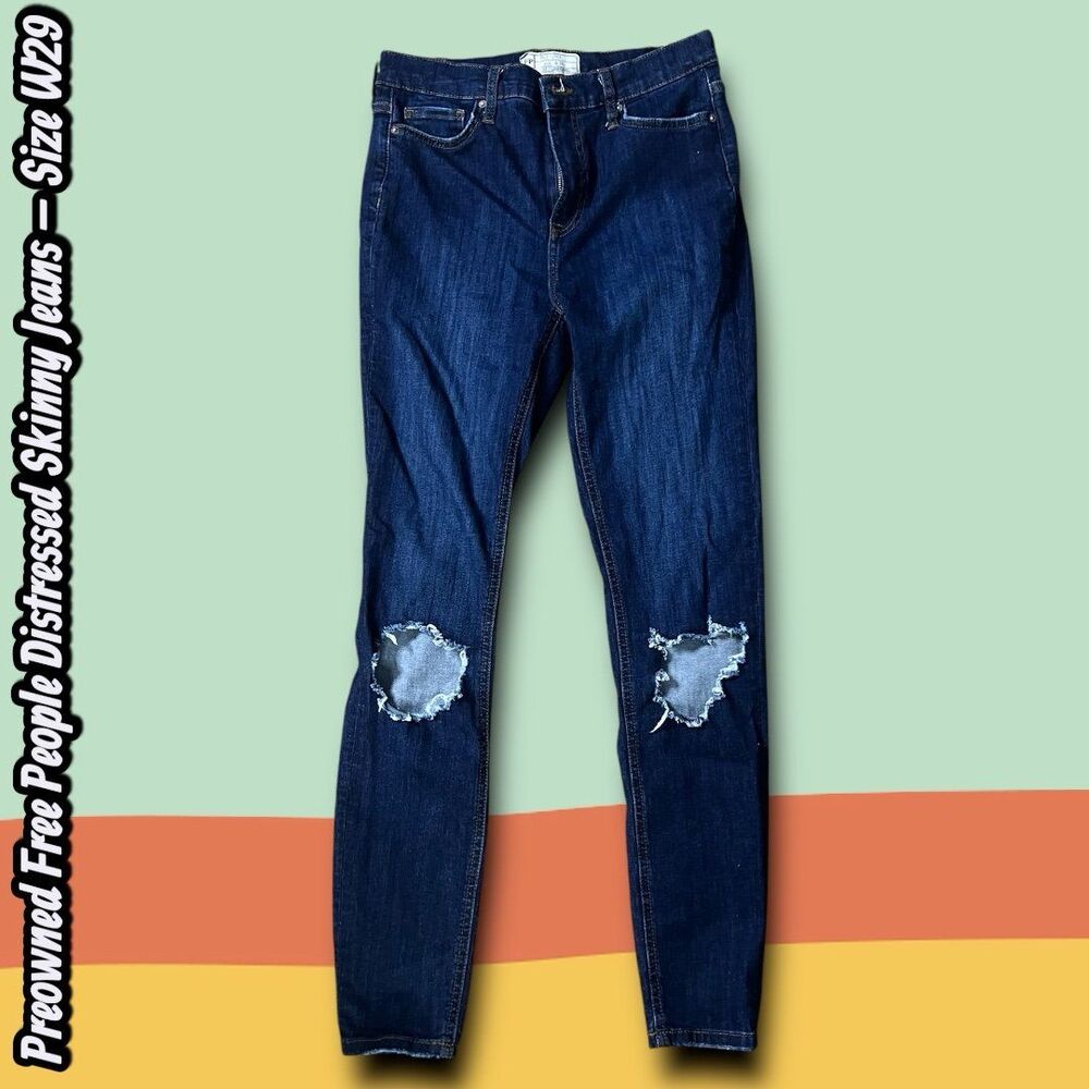 Preowned Women's Free People Distressed Skinny Jeans – Size W29